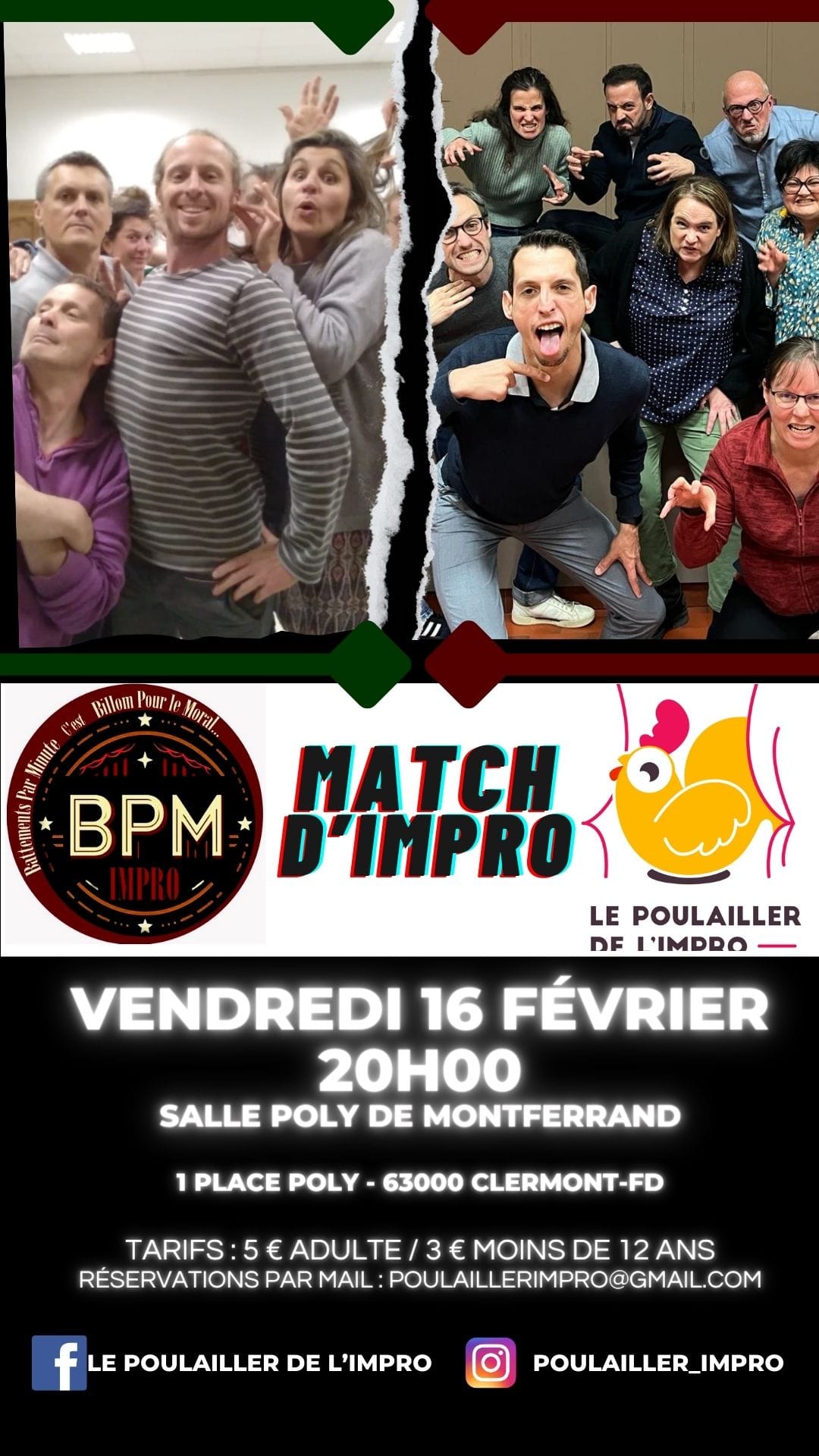 Affiche du spectacle 'Match d'impro : Poulailler vs BPM'